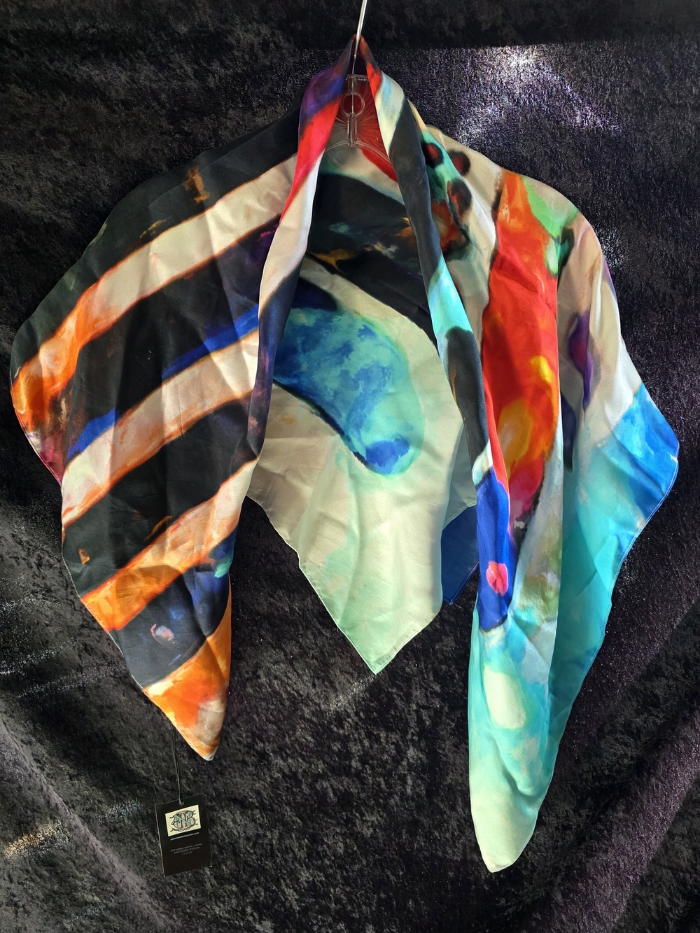 Multi-Color Abstract Silk Scarf - Unbranded